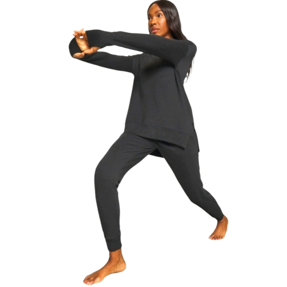 Athleta Soft Coaster Charcoal Gray Luxe V-Neck Sweatshirt. Size L - Picture 5 of 12